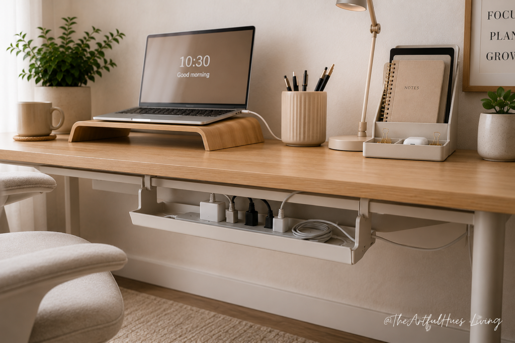 Under-desk cable tray for cleaner desk cable management